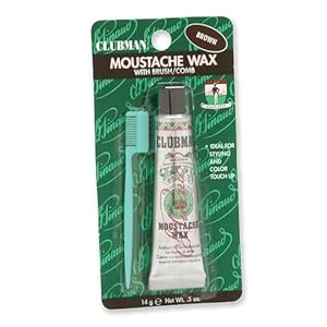 Ardell Clubman Pinaud Moustache Wax with Free Brush/Comb Applicator Brown,0.5 Ounce