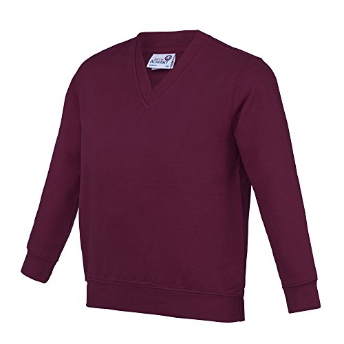 Image of Awdis Academy Childrens/Kids Junior V Neck School Jumper/Sweatshirt (11-12 Years) (Burgundy)