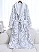 LOCIIXAT Women's Warm Fuzzy Sherpa Fleece Robes Long Plush Bathrobe Flowered Jacquared House Coat Shawl Collar, Grey XL