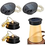 Solar Light Replacement Top, 4PCS Replacement Solar Light Parts, Copper Wire String Lights for Watering Can Lantern Repair, Garden, Patio DIY Decoration Lights for Lanterns