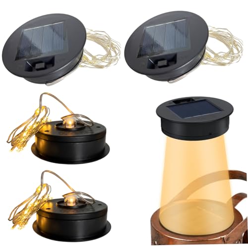 Solar Light Replacement Top, 4PCS Replacement Solar Light Parts, Copper Wire String Lights for Watering Can Lantern Repair, Garden, Patio DIY Decoration Lights for Lanterns