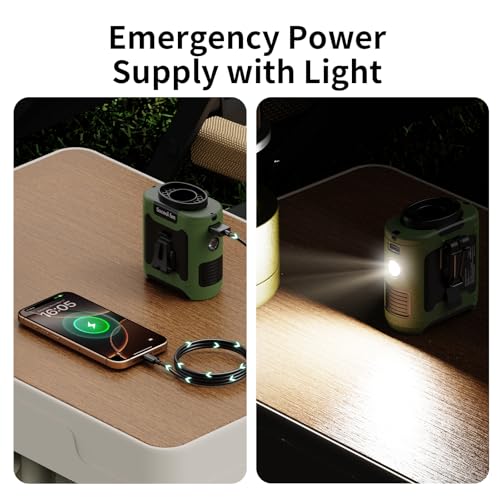 Socool 10000mAh Rechargeable Portable Waist Fan - Clip-On, Wearable Personal Fan with 5 Speeds & Flashlight for Outdoor Travel (Green) - Image 5