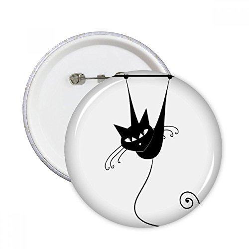 Badge rond chat noir silhouette, broche décorative Halloween pour veste et sac