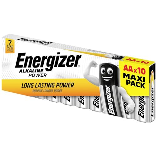 Energizer - Alkaline Power, Pack de 10 Pilas AA, Larga duración para Uso Cotidiano, sin sulfataciones y con 7 años de vida útil