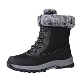 2026 Bottes d'hiver pour l'extérieur avec polaire épaissie Chaussures chaudes Bottes de ski, Noir , 38 EU