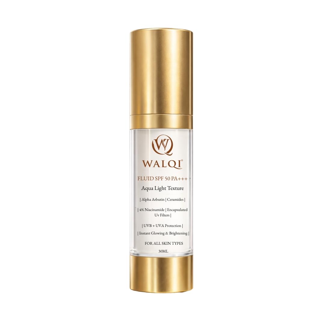 Walqi Fluid Sunscreen SPF 50 PA++++ — Lightweight Matte UV Protection | Encapsulated UV Filters + 4% Niacinamide + Alpha A...