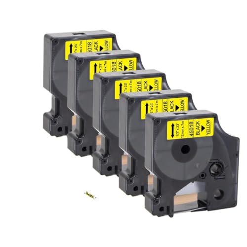 12 �~�����[�g�� 5/10PK D1 �e�[�v 45013 LabelManager 160 280 �v�����^�ƌ݊������� D1 45010 45016 45018 ���x���e�[�v�œ��삵�܂�(5PK Black on Yellow)