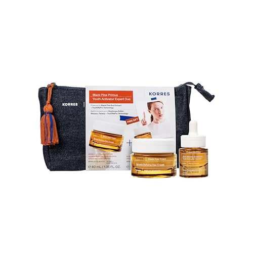 Korres Black Pine Primus Youth Activator Expert Duo, Anti-Ageing Value Set Of Day Cream 40 Ml And Booster 15 Ml For More Elasticity And A Reduced Appe
