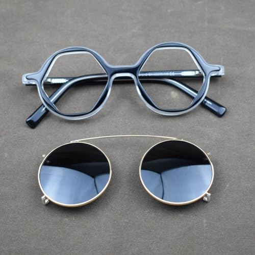 Retro Round Acetate Eyeglasses Frames Polarized Clips On Sunglasses Unisex for Men Womens2