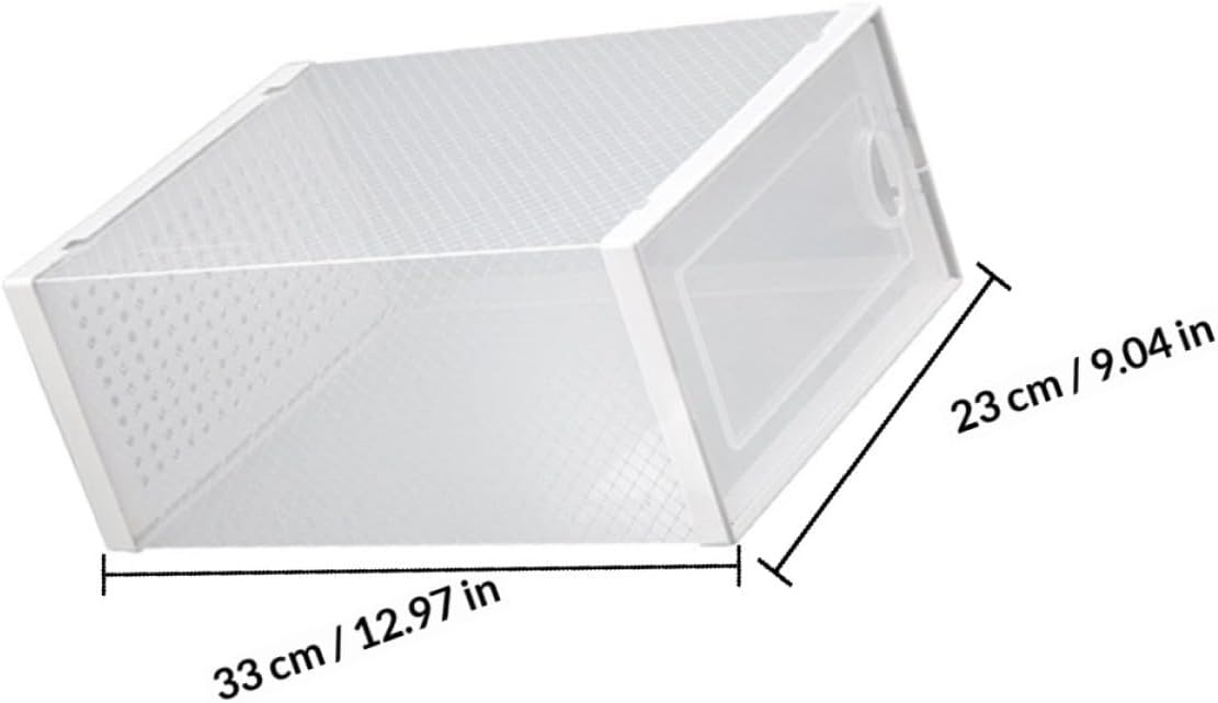 KALLORY Overlapping Shoes Organizer Shoes Case Household Container with Transparent Cover Stackable Shoe Storage Box for Sneakers Sandals Slippers Sports Shoes 12.99 X 9.05 X 5.51 in