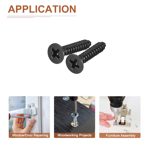 Image of DTGN 100Pcs 6 inch x3 /4 inch Flat Head Wood Screws, Self Tapping Screws Black