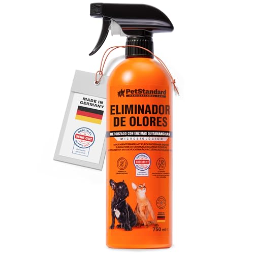 PetStandard Eliminador de olores – Potente limpiador enzimático para orina de gato y perro, heces, vómito, seguro para mascotas y naturaleza, fabricado en Alemania, 750 ml