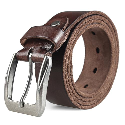 Ceinture en cuir pour homme avec boucle ardillon en peau de vachette naturelle vintage