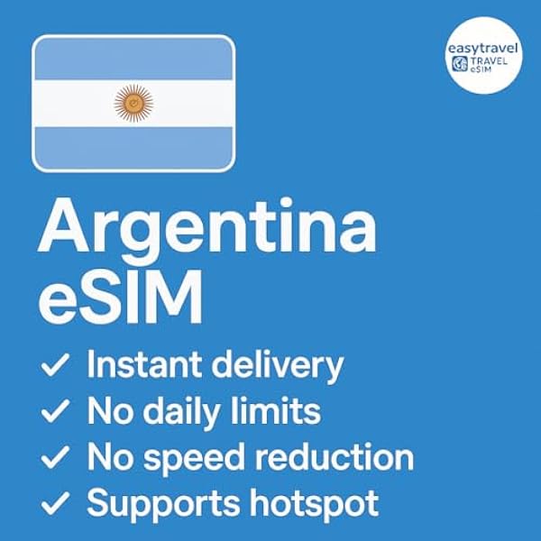 Argentina eSIM High Speed Data Supports Hotspot 30 Days 5-20GB Email Delivery (10GB for 30 Days)