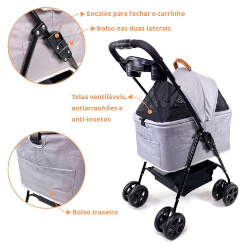 Carrinho de passeio com berço removível para Pet, animal de estimação, cachorro, cão, gato de pequen