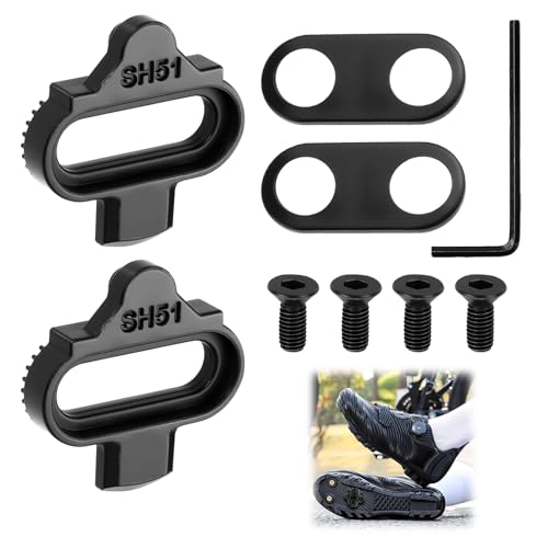 Calas Tacos de Bicicleta para Shimano, Juego de Clavijas SPD SH51 con Tornillos y Llave Allen, SPD Cleats Antideslizante de Alto Rendimiento, Cala Spinning para Carretera Ciclismo Interior Exterior