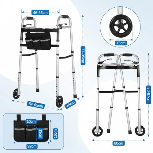 Déambulateur pliable et léger LIFERUN avec sac de courses pratique