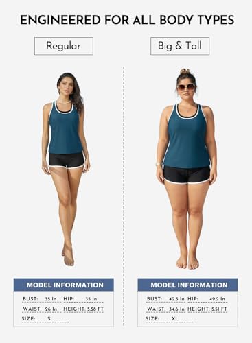 Image of Aleumdr Womens Athletic 3 Piece Tankini Swimsuits with Shorts Swim Tank Tops with Sports Bra and Boyshorts Bathing Suits
