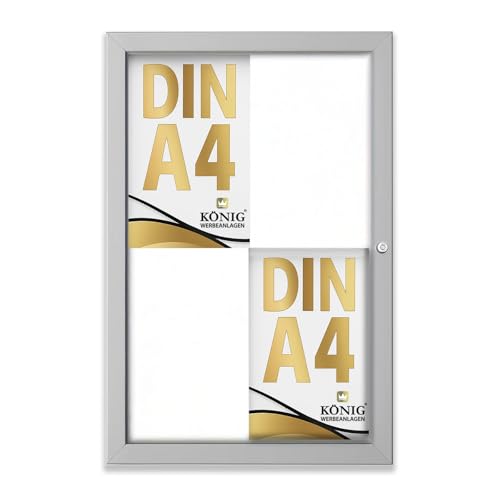 Vitrine d’affichage verrouillable Keitum Economy 4 x A4 | format paysage 515 x 687 mm | intérieur/extérieur | serrure | acrylique 2 mm | aluminium anodisé...