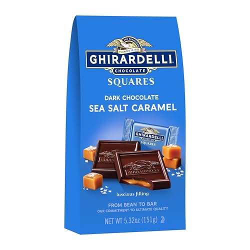 GHIRARDELLI Dark Chocolate Sea Salt Caramel Squares - 5.32 oz Bags - Pack of 6