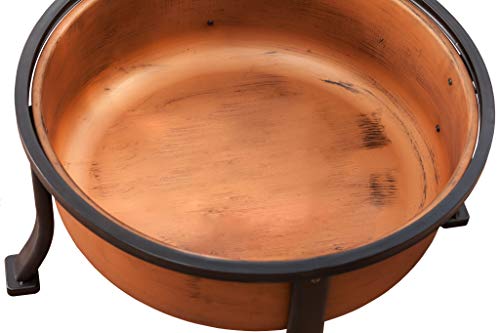 Lumina Round Wood Burning Fire Pit Copper Finish Steel Fire Bowl Mesh Spark Screen & Screen Lift Tool Included Lightweight Portable Patio & Outdoor Heater - Round - 24\" Diameter