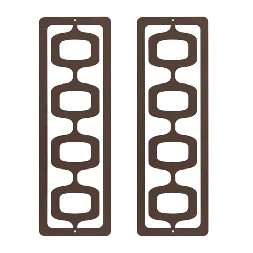 pechpell 2 Piece Metal Mid Century Modern Wall Art, 15.8×5.2 Inch Brown Retro Geometric Panels Sculpture, Abstract Wall Decor for Bedroom Bathroom Kitchen Office Home Decorations