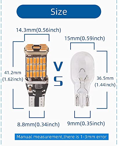 Image of Automaze T15 W6W 912 921, LED Car Truck Backup Reverse Lights, 4014 Chipset 45 SMD (Amber /Yellow)
