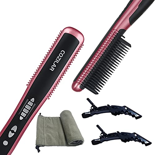Hair Straightener Brush Ceramic Straightening Brush,Straightening Comb,Hot Comb Hair Straightener Anti Scald, Auto-Off Safe,20S Fast Heating And 5 Temp Settings, For Home, Travel And Salon #TOP9