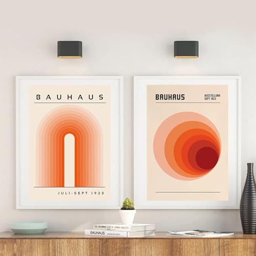 Peinture Bauhaus KemneT affiche vintage orange décoration murale salon tableau 50x70