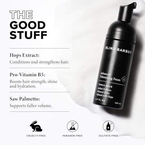 Blind Barber Advanced Volumizing Foam, Water-Based Mousse for Fine Hair, 5 fl oz