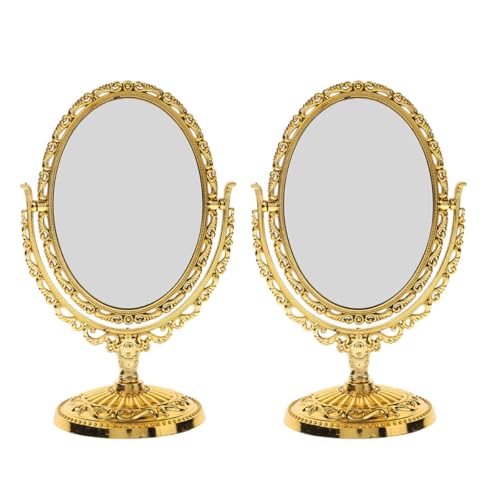 Espejo de Maquillaje Ovalado Doble Cara Estilo Europeo 2pcs