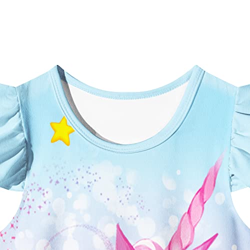 Lqsz Girls Nightgowns Dreams Unicorn Nightdress Nightie Sleepwear Pajamas Flutter Short Sleeves Nightgowns For Girls 6 7T #TOP4
