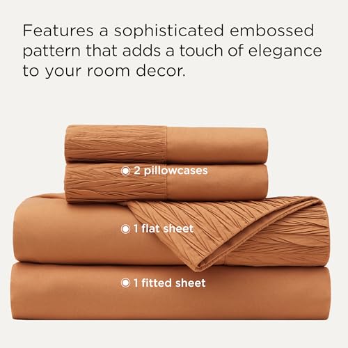 Image of Bedsure Queen Sheet Set - 4 Pieces Soft Queen Size Sheets - Breathable & Cooling - Hotel Luxury - Easy Care Polyester Microfiber Bedding for Women, Men, Orange