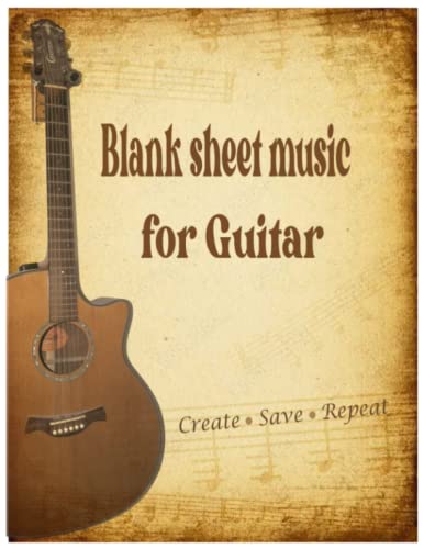 Blank Sheet Music Notebook For Guitars Acoustic and Electric with basic Guitar Chord Charts: Vintage Color Layout