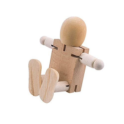 Hsomid Cute Fidget Wood Robot Block Action Figures Model Theme, Birthday Party Gift - 3 Pack #TOP5