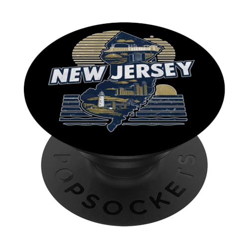 Retro USA Grafica americana vintage Stato degli Stati Uniti New Jersey PopSockets PopGrip Adesivo