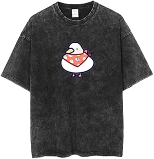 تي شيرت رمادي باهت بتصميم بطة لطيفة مقاس كبير 14