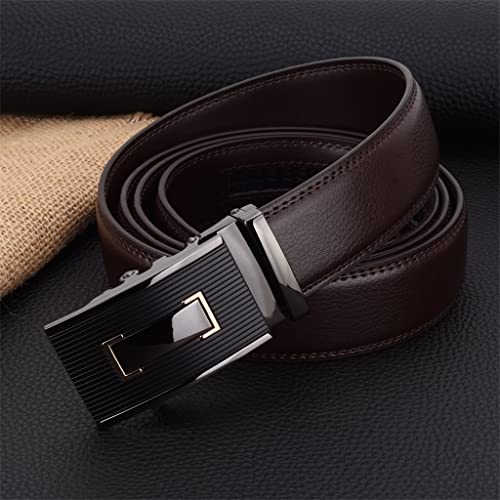 MJWDP 3,5 cm brede leren riem herenriem automatische gesp verstelbare riemen voor heren (kleur: B, maat: 115 cm