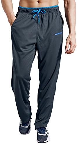 ZENGVEE Sweatpants for Men with Zipper Pockets Open Bottom Athletic Pants for Jogging, Workout, Gym, Running, Training (Gray,2XL)