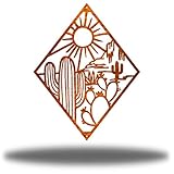 Riverside Designs Cactus Scene Metal Wall Art Steel Outdoor Decor (18', Copper)