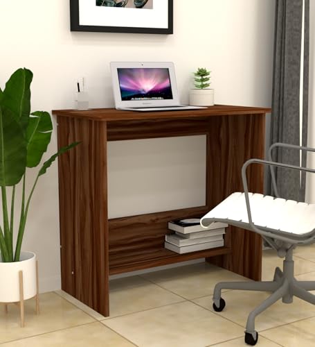 Image of SPECIALITY PANELS Study Station|Modern Tabletop for PC, Laptop|Writing Office Table with Open Bookshelf|Lower Storage|Work from Home Table|DIY (Asian Walnut, Bottom Shelf Storage)