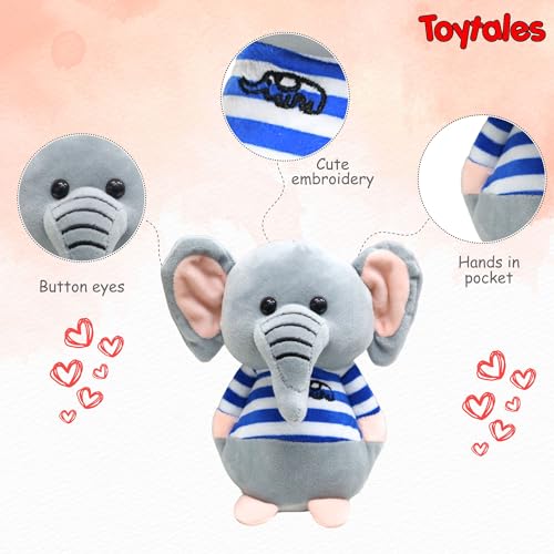 Image of TOYTALES Baby Elephant Plush Soft Toy | Cute Stuffed Animal for Kids, | Soft Toy Elephant for Boys & Girls | Home Decor 20cm (Assorted Colours)
