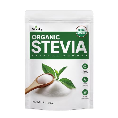 Image of Viccoky Organic Stevia Powder 13oz (370g), Stevia Extract Powder, Sugar-Free & 0 Calories, Sugar Substitute, Natural Sweetener
