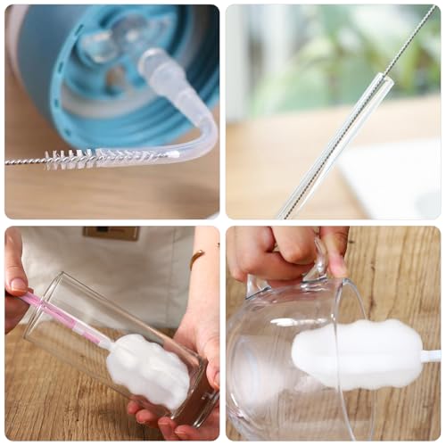 400ml Square Cup with Straw and Lid - Leak-Proof Iced Coffee Tumbler Set with Cup Brush and Straw Brush - Cute Smoothie Cup with Wooden Lid - Image 3