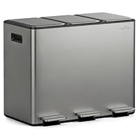 Poubelle De Cuisine 36 L Acier Inoxydable - Séparation Sec/humide Avec 2 Bacs - Filtre Anti-odeurs - Pour Maison Et Bureau