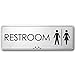 Restroom Sign, Brushed Silver, Engraved, 3