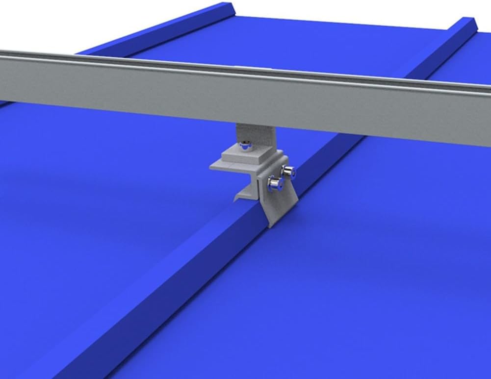 Aluminum Standing Seam Clamp for Solar PV Mounting on Folded Sheet Metal Roofs, Stainless Steel Screws Included, Pre-Assembled Brackets for Photovoltaic Installation