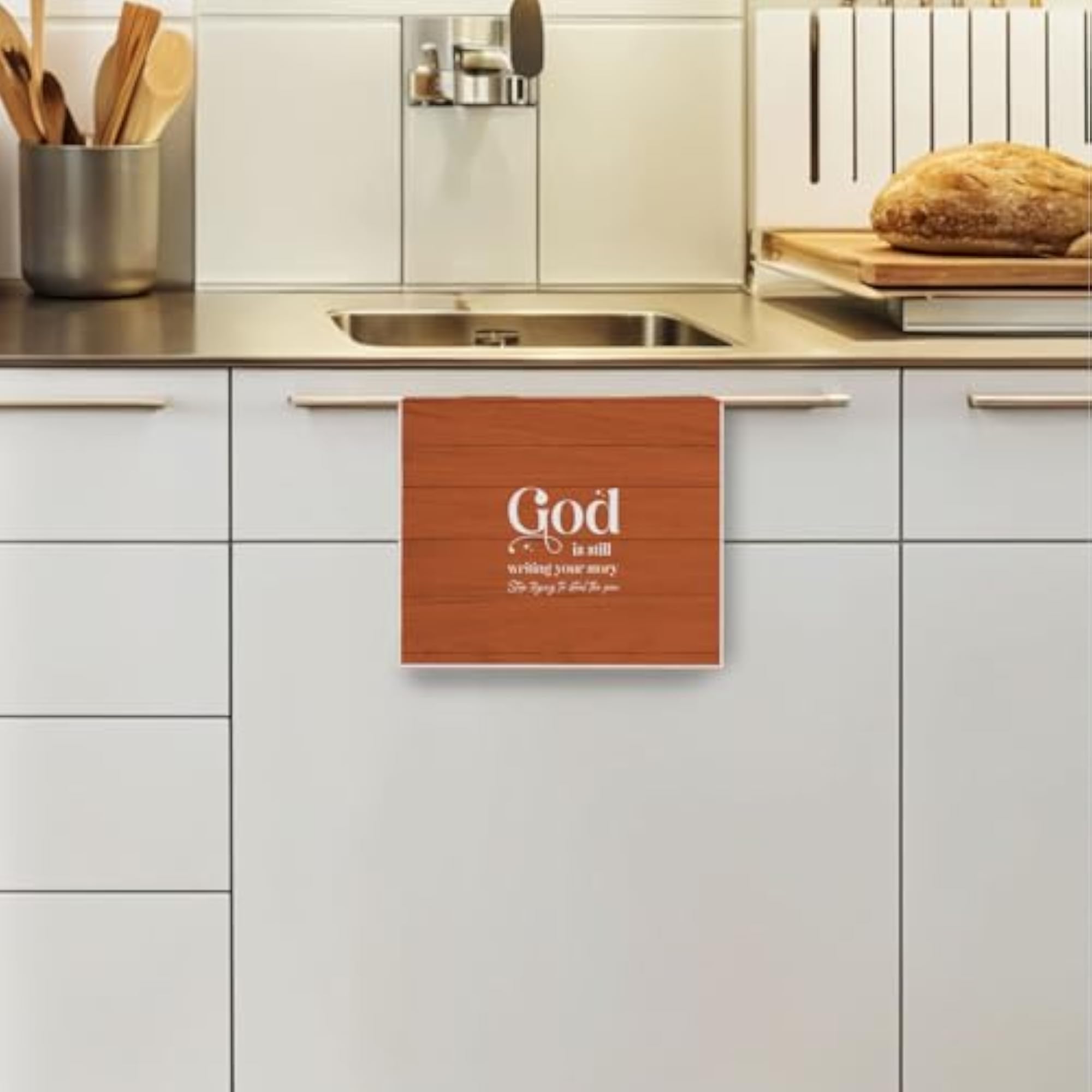 Burnt Orange Christian Decor Kitchen Towels, Hand Towels