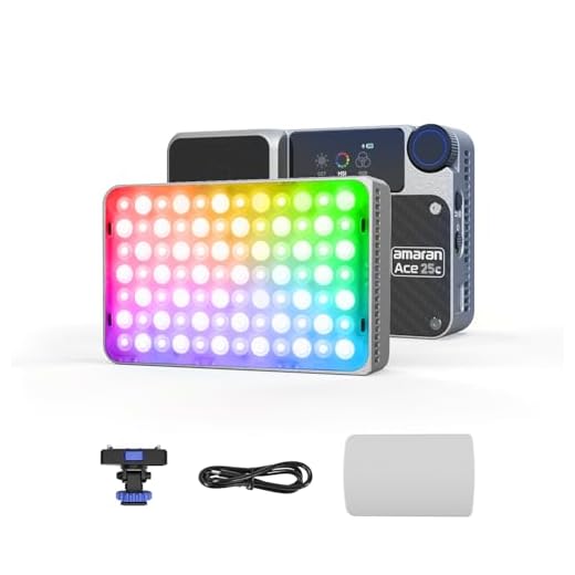 Amaran Ace 25c RGBWW Vollfarb LED Licht, 32W On-Camera Videolicht, 2300K-10000K, 5908 Lux @ 0,5m, USB-C Schnellladung, Magnetische Befestigung, Drahtlose amaran App Steuerung - Sliver