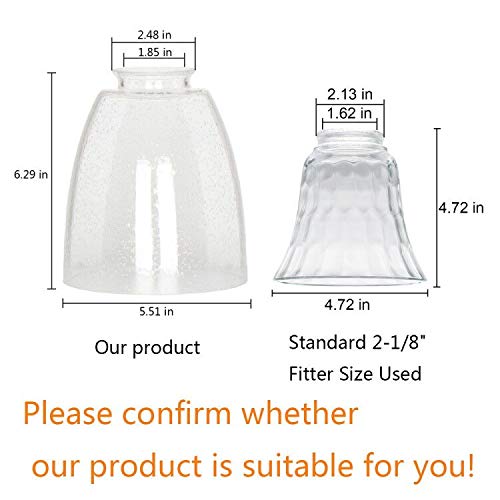 Buy Clear Bubble Glass Shade, XIDING Oval Cone Seeded Glass Shade